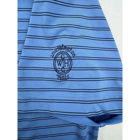 Peter Millar Tour Fit Short Sleeve Blue Black‎ Stripped Polo Men's XL *LOGO* - Picture 2 of 15